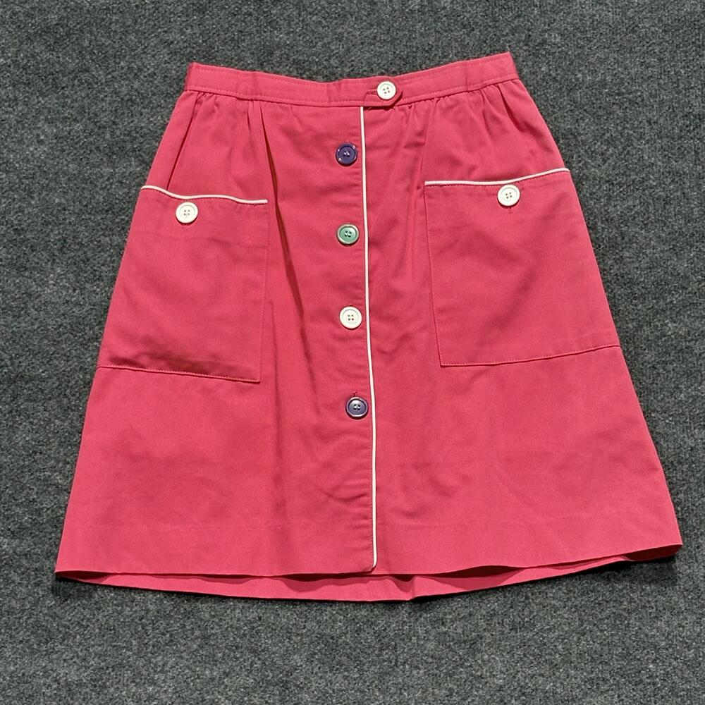 Vintage David Smith Skort Womens 12 Pink High Rise Button Front Pockets Lined